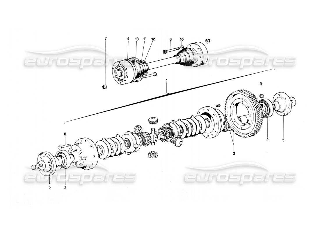 ferrari 308 quattrovalvole (1985) differenziale e semiassi diagramma delle parti