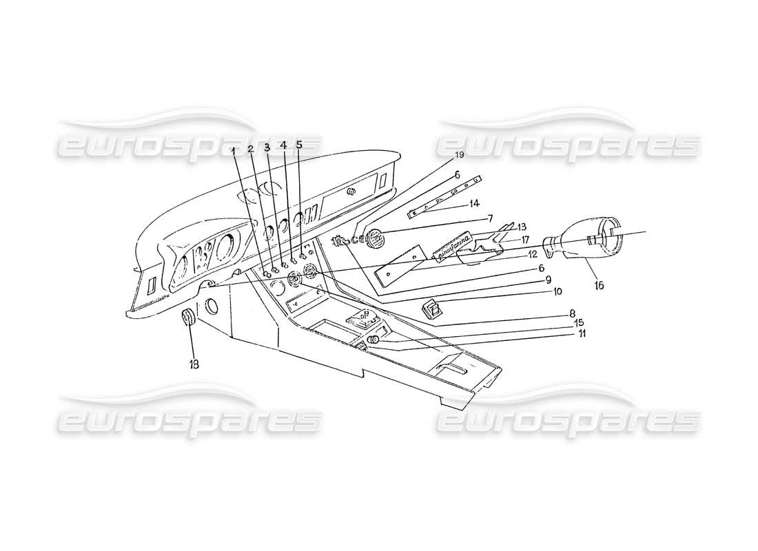 ferrari 330 gtc / 365 gtc (coachwork) schema delle parti degli accessori per prese d'aria interne e interruttori