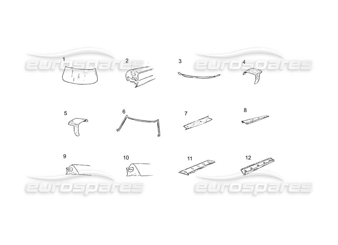 ferrari 250 gt (coachwork) diagramma delle parti di vetro e gomme
