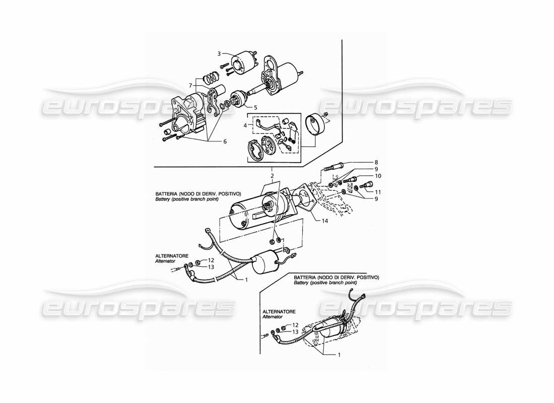 maserati qtp. 3.2 v8 (1999) diagramma delle parti del motore di avviamento