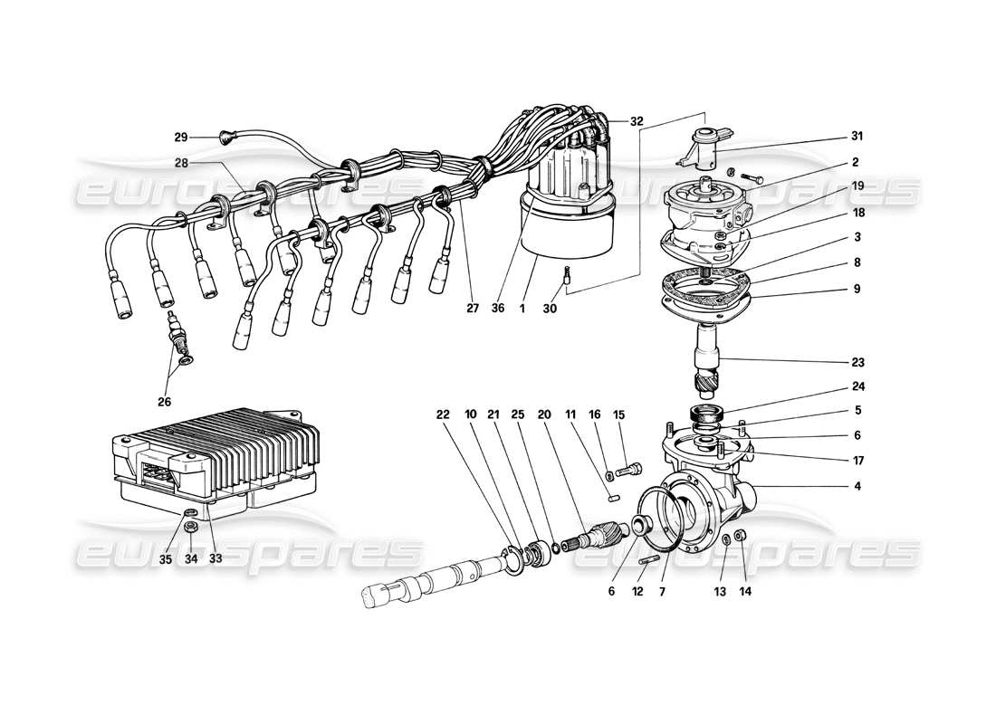ferrari 400i (1983 mechanical) diagramma delle parti di accensione del motore