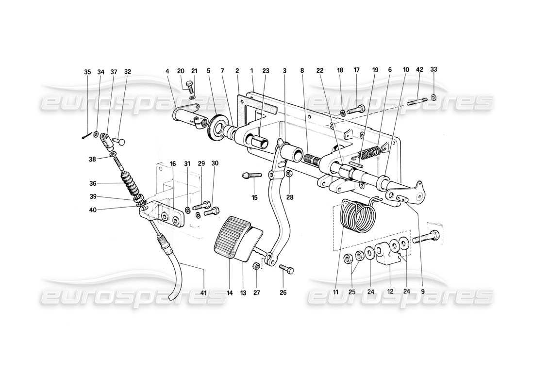 ferrari 400i (1983 mechanical) diagramma delle parti del controllo del rilascio della frizione (400 gt - valido per le versioni con guida a destra).