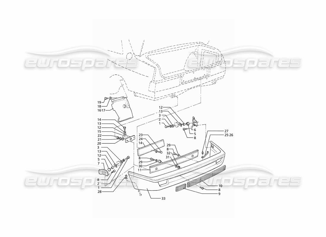 maserati ghibli 2.8 (abs) paraurti posteriore diagramma delle parti