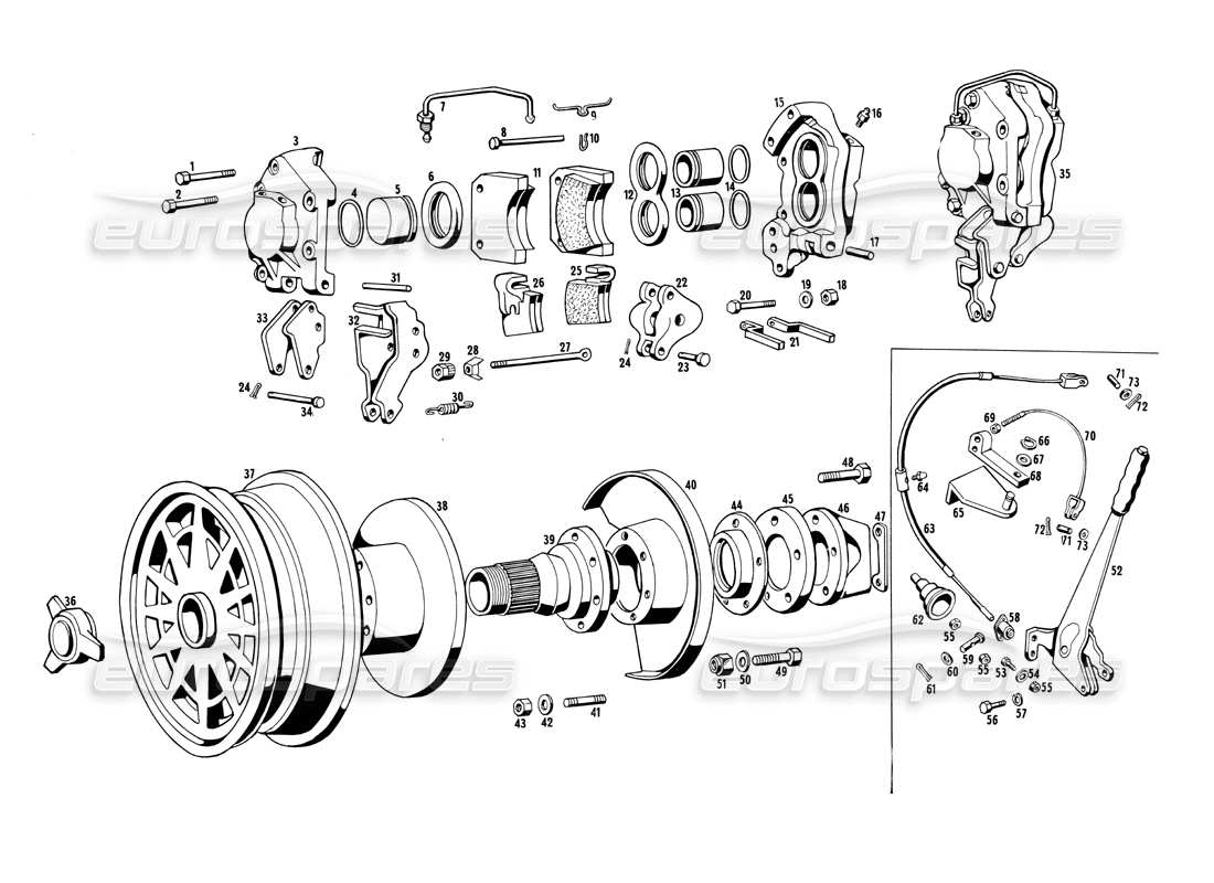 maserati ghibli 4.7 / 4.9 freni anteriori e freno a mano diagramma delle parti