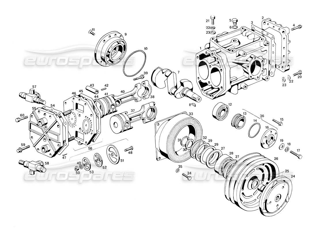 maserati ghibli 4.7 / 4.9 diagramma delle parti del compressore di condizionamento
