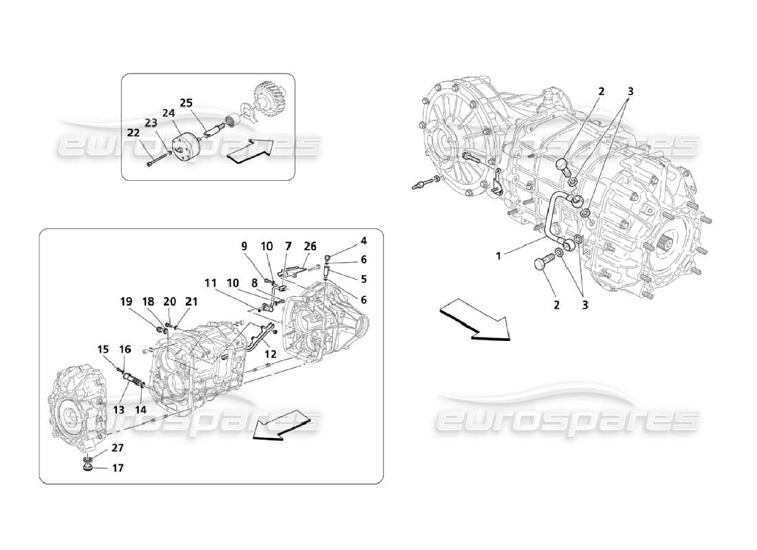 maserati qtp. (2006) 4.2 diagramma delle parti di lubrificazione e raffreddamento per l'olio del cambio