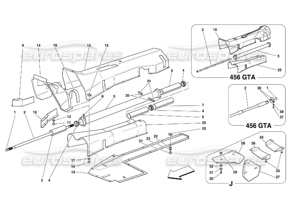 ferrari 456 gt/gta tubo di collegamento motore - cambio e isolamento diagramma delle parti
