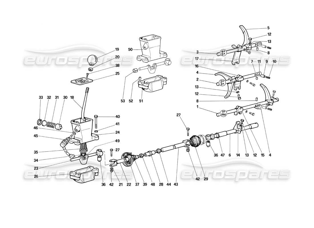 ferrari testarossa (1990) controlli del cambio diagramma delle parti