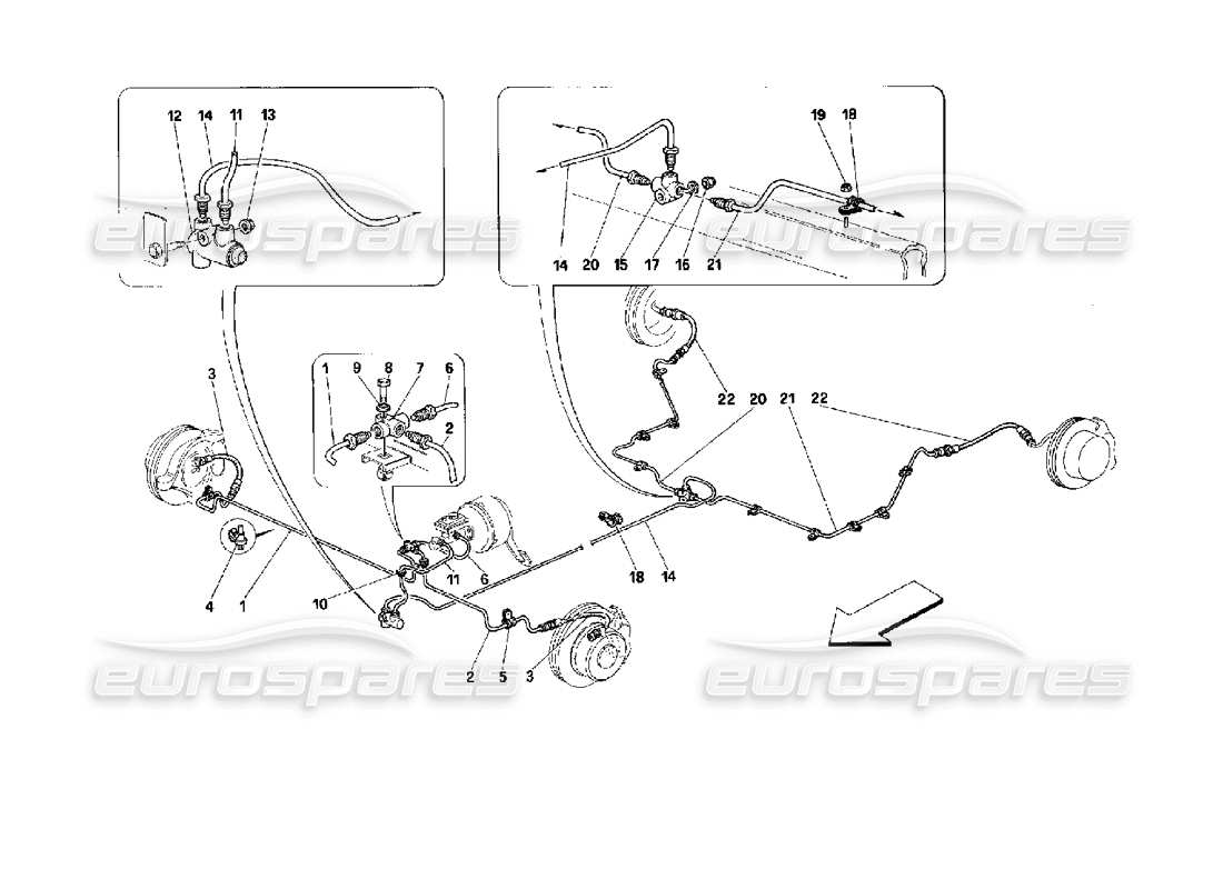 ferrari 512 tr sistema frenante -non per auto con abs- diagramma delle parti