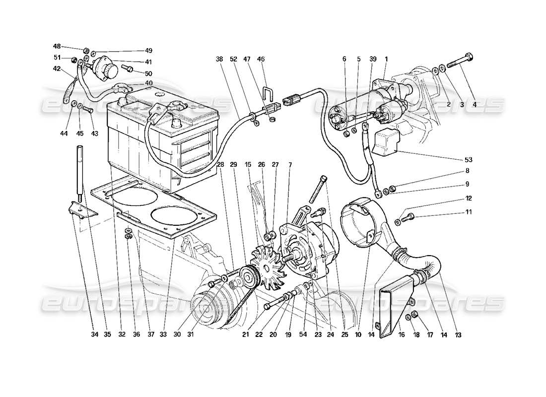 ferrari testarossa (1987) generazione attuale diagramma delle parti