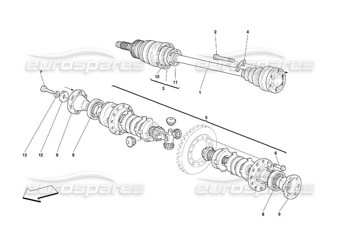 ferrari 456 gt/gta differential and axle shaft -not for 456 gta part diagram