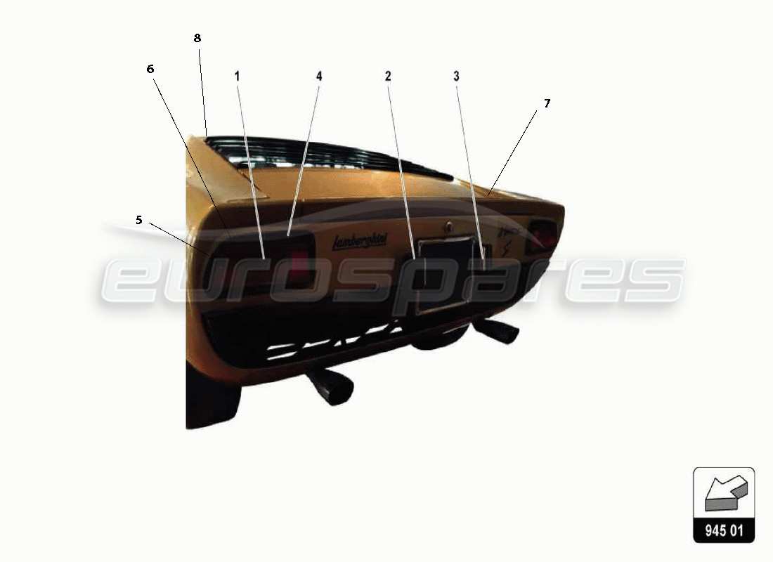 lamborghini miura p400 diagramma delle parti di luci e gomme