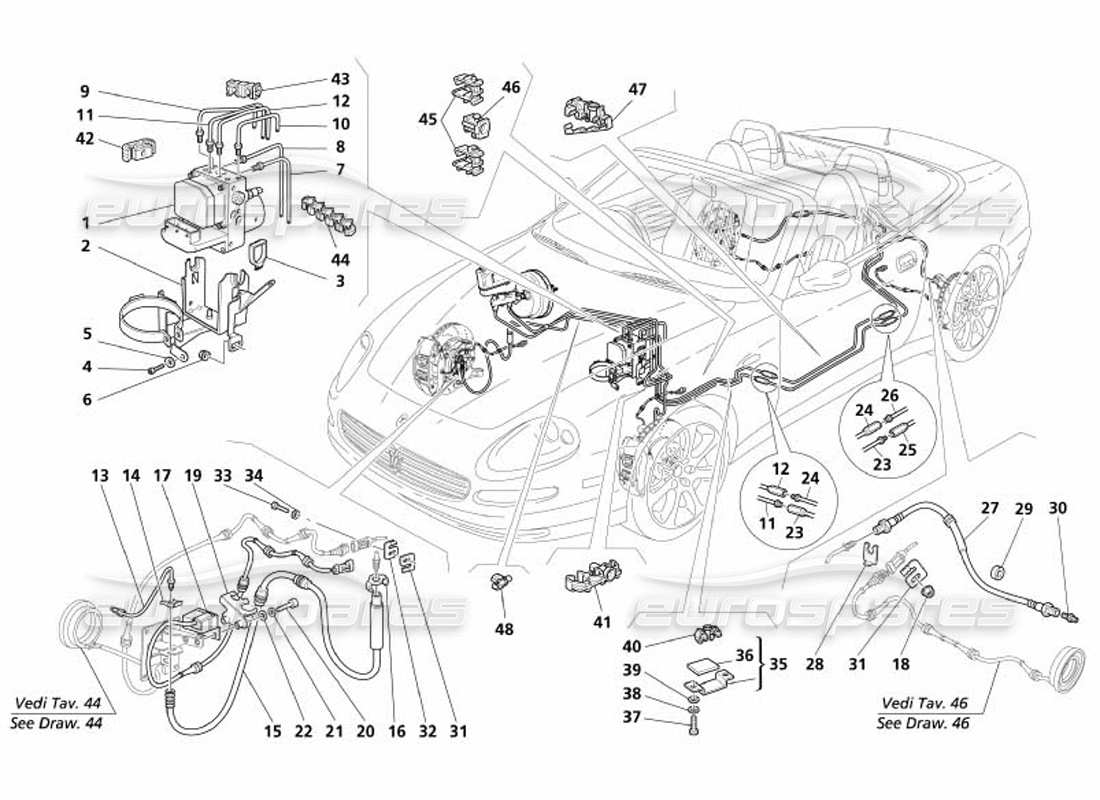 maserati 4200 spyder (2005) sistema frenante -valido per gd- schema delle parti