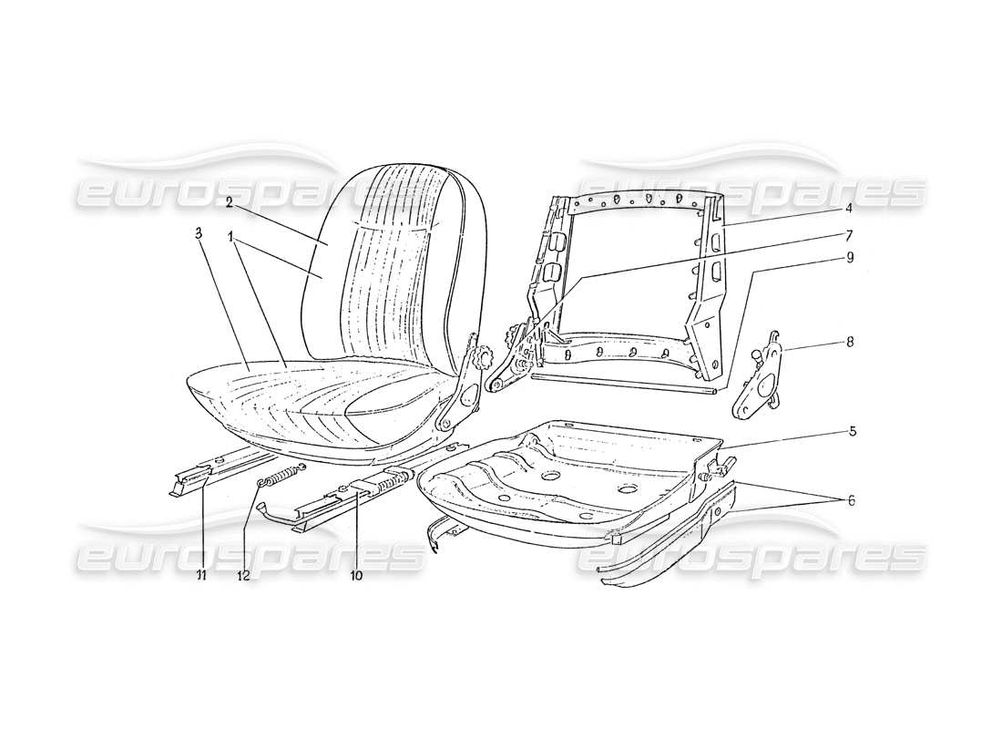 ferrari 330 gtc / 365 gtc (coachwork) sedili schema delle parti