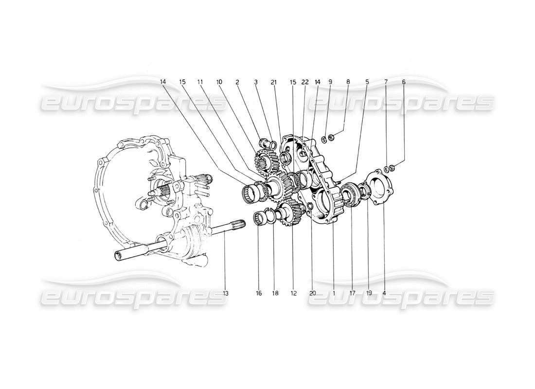 ferrari 512 bb diagramma delle parti della trasmissione della scatola ingranaggi