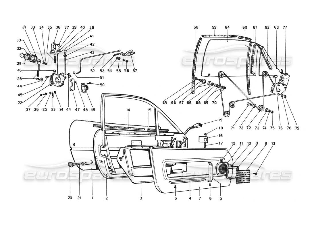 ferrari 512 bb porte diagramma delle parti
