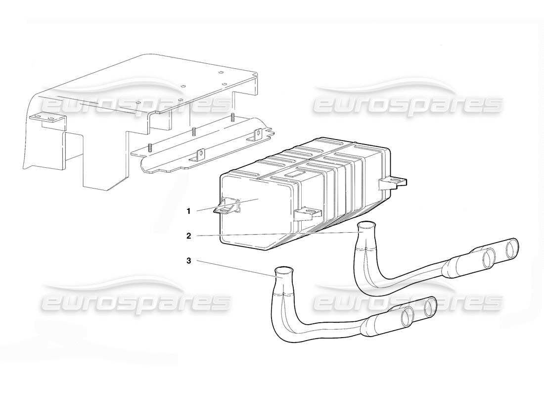 lamborghini diablo vt (1994) diagramma delle parti dell'impianto di scarico (valido per la versione giapponese - aprile 1994).
