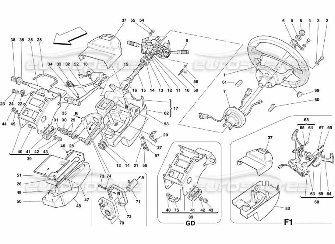 ferrari 575 superamerica piantone dello sterzo diagramma delle parti