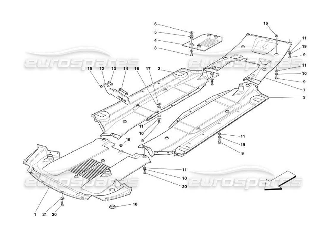 ferrari 575 superamerica diagramma delle parti del piatto del pavimento piatto