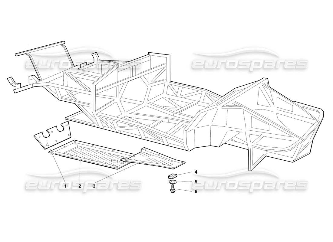 lamborghini diablo vt (1994) diagramma delle parti degli elementi del telaio (valido per la versione giapponese - aprile 1994).