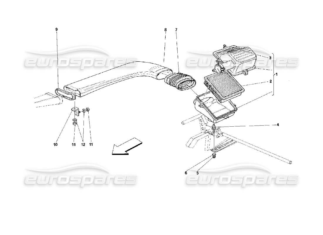 ferrari 512 tr schema delle parti della presa d'aria