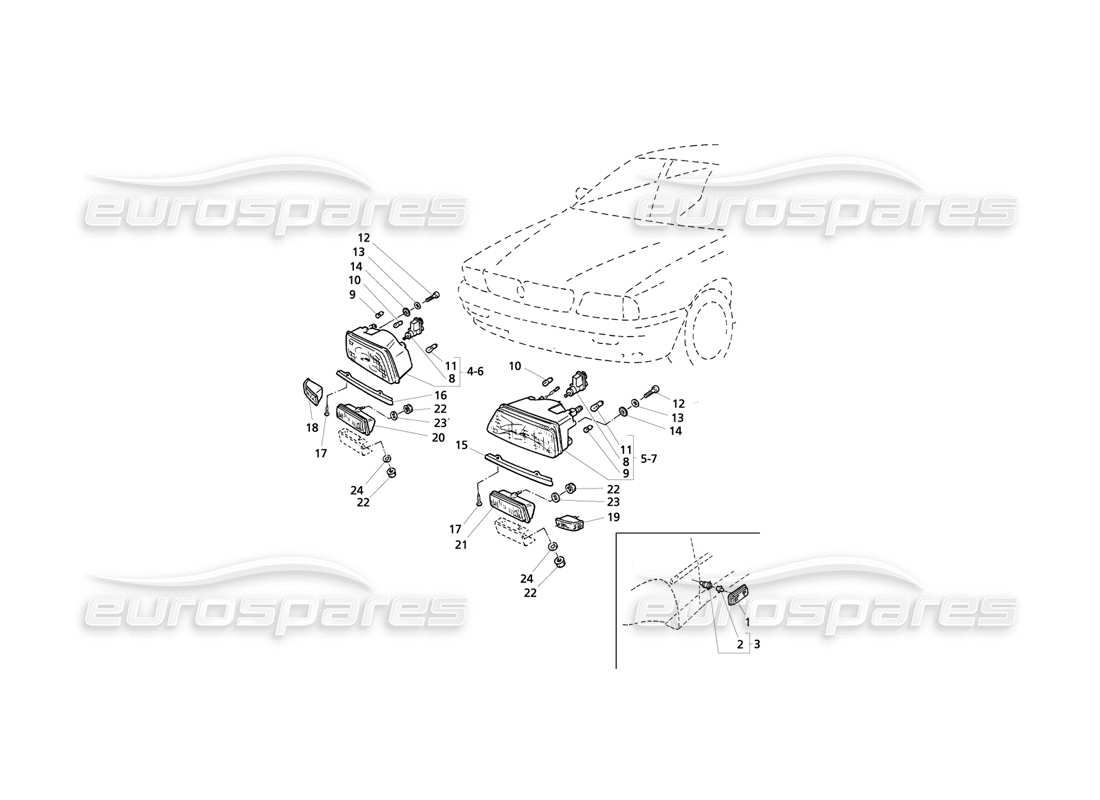 maserati qtp v8 evoluzione luci anteriori diagramma delle parti