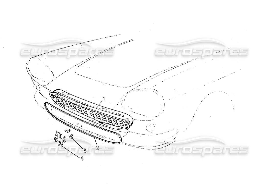 ferrari 330 gt 2+2 (coachwork) diagramma delle parti della griglia anteriore