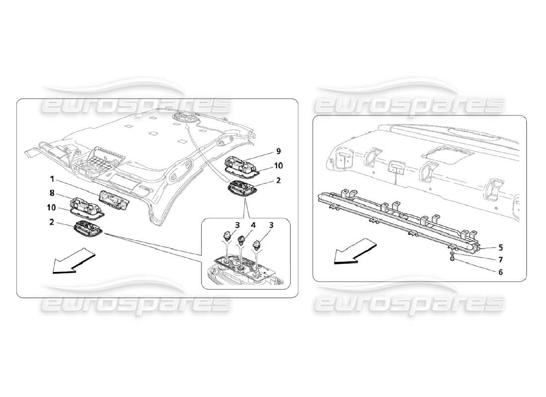 maserati qtp. (2006) 4.2 diagramma delle parti dei servizi interni dell'auto