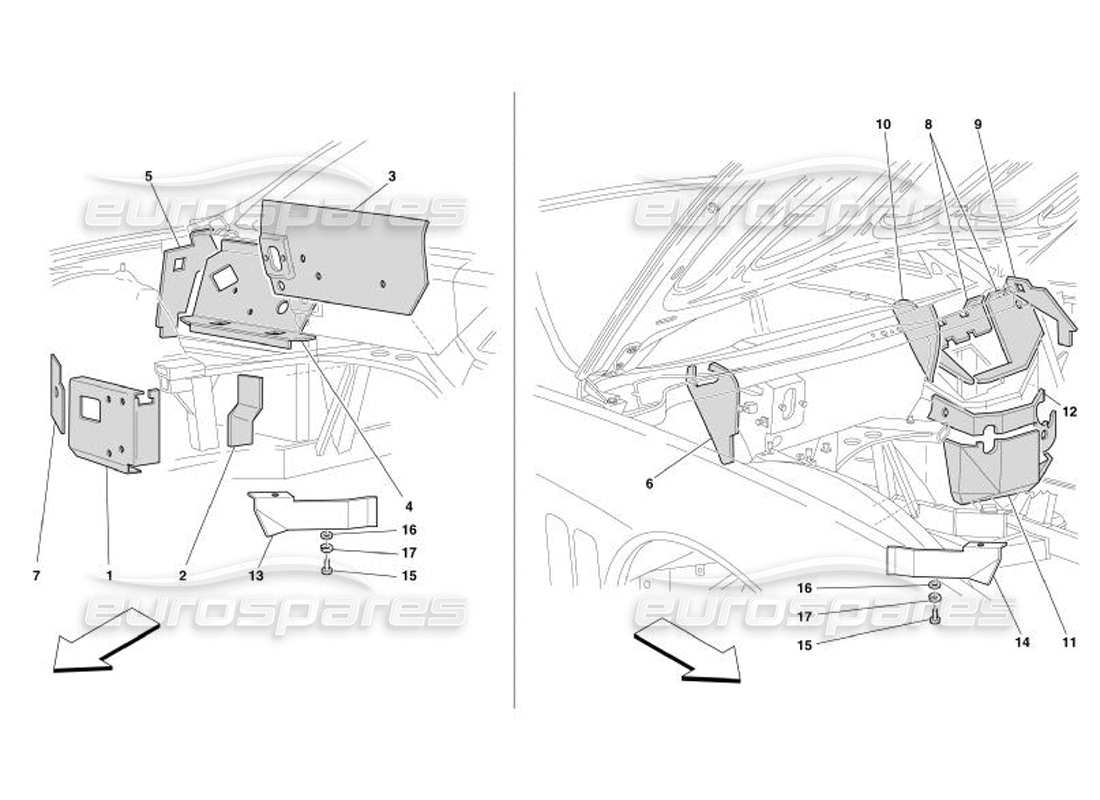 ferrari 575 superamerica isolamenti ignifughi vano motore -non per gd- diagramma delle parti