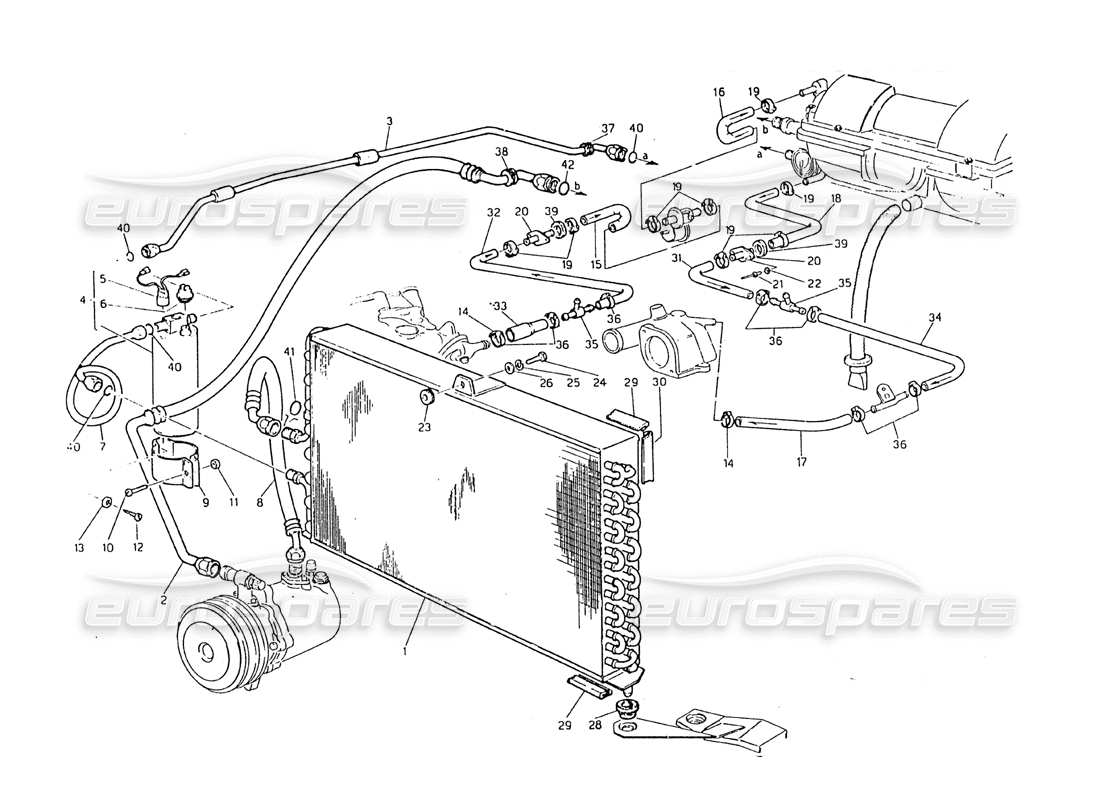 maserati biturbo 2.5 (1984) sistema di aria condizionata diagramma delle parti