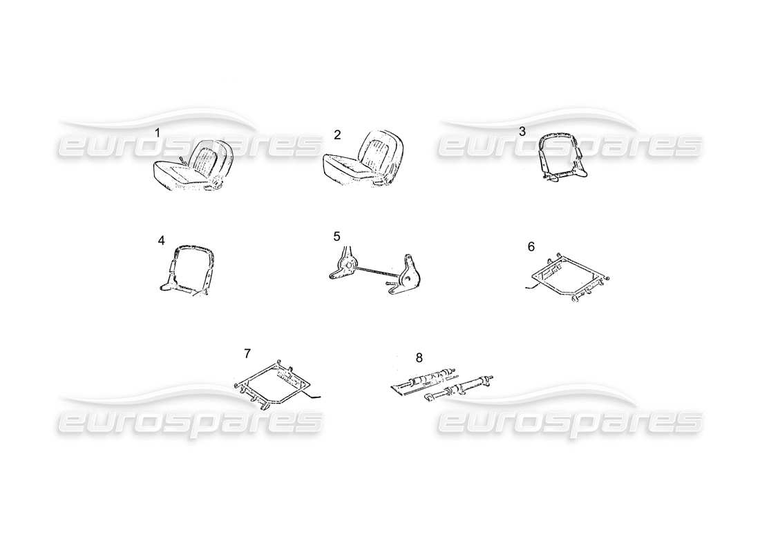 ferrari 250 gt (coachwork) diagramma delle parti dei sedili anteriori e posteriori