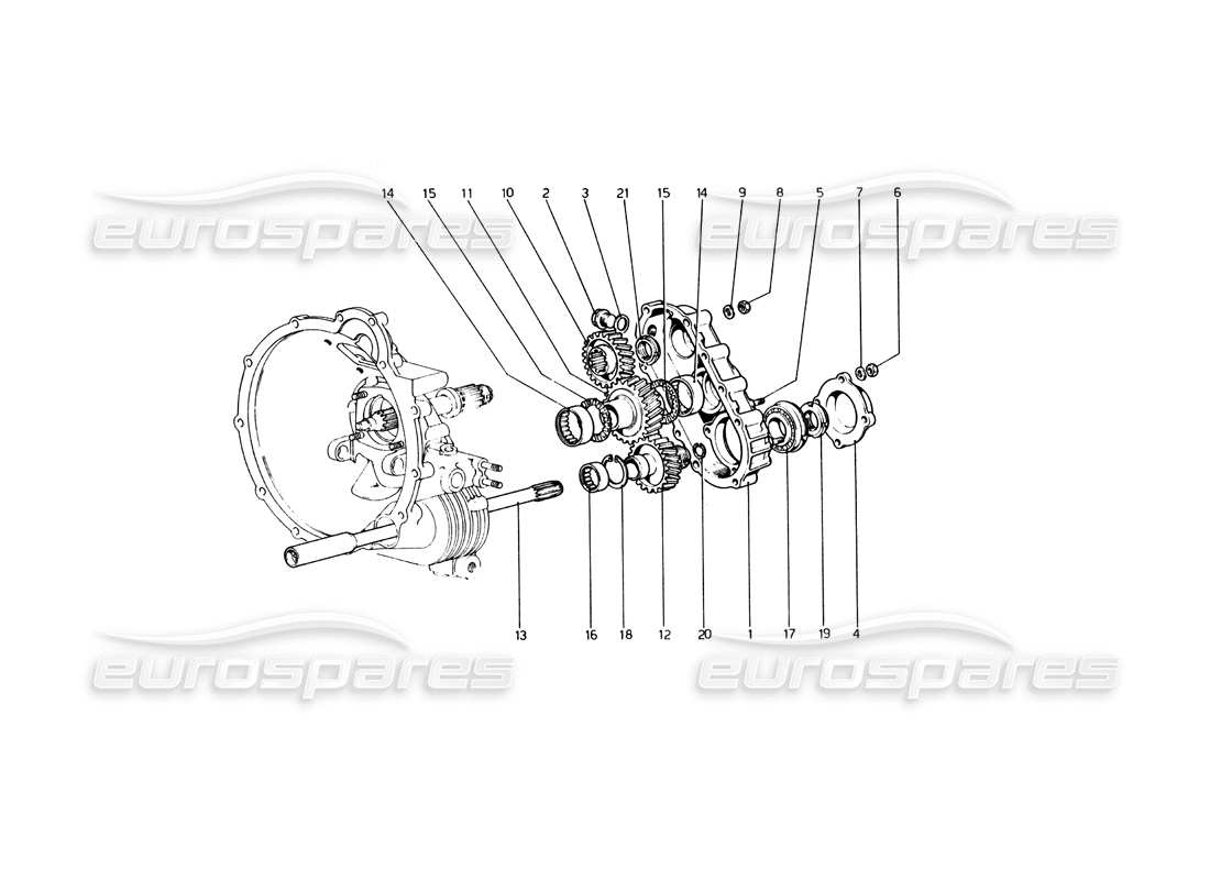 ferrari 365 gt4 berlinetta boxer diagramma delle parti della trasmissione del cambio