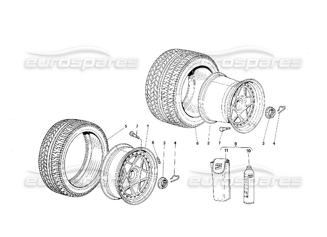 ferrari f40 ruote diagramma delle parti