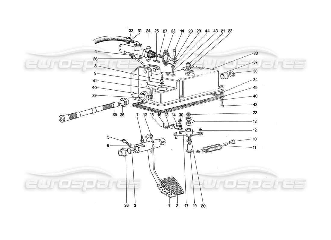 ferrari 288 gto diagramma delle parti del controllo del rilascio della frizione