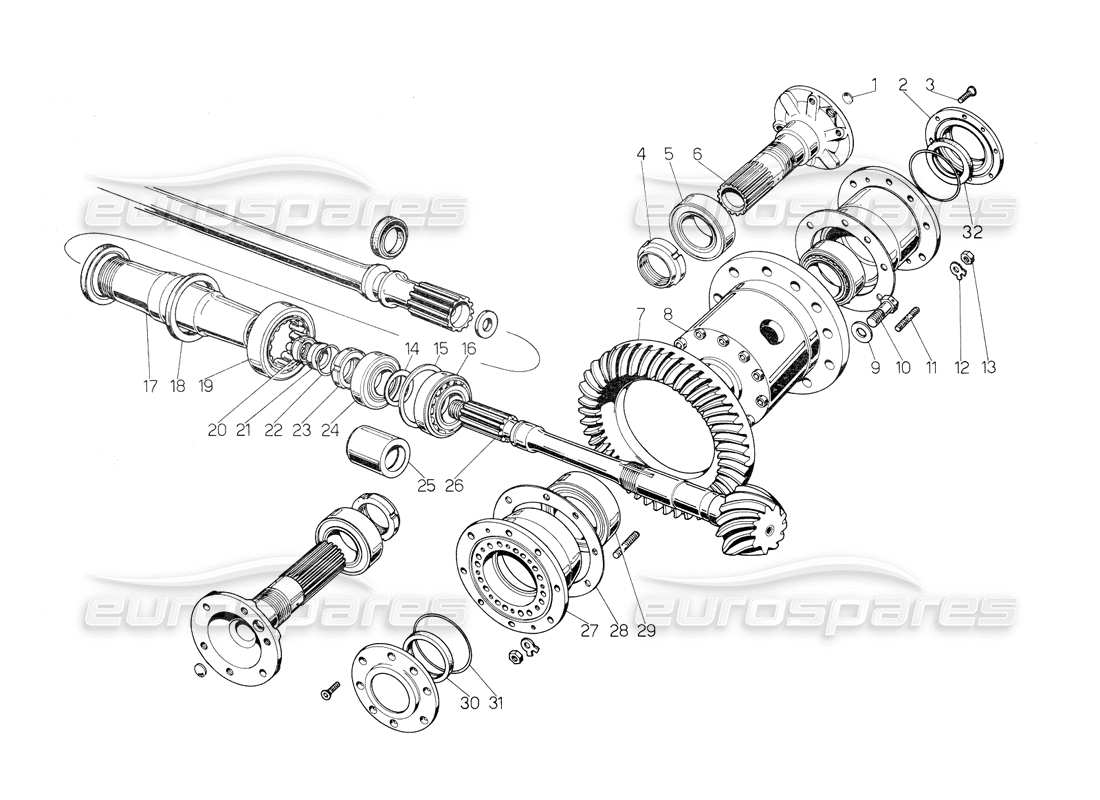 lamborghini countach 5000 qv (1985) diagramma della parte differenziale