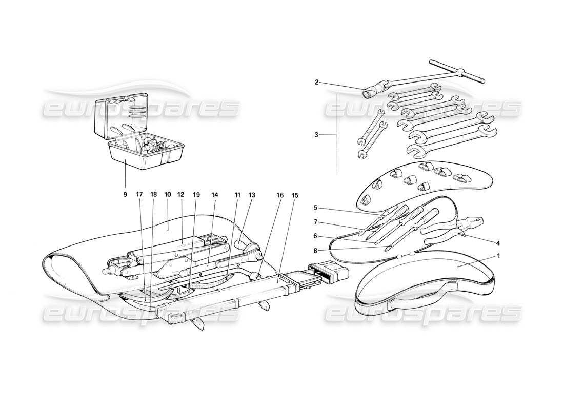 ferrari 400i (1983 mechanical) kit di strumenti diagramma delle parti