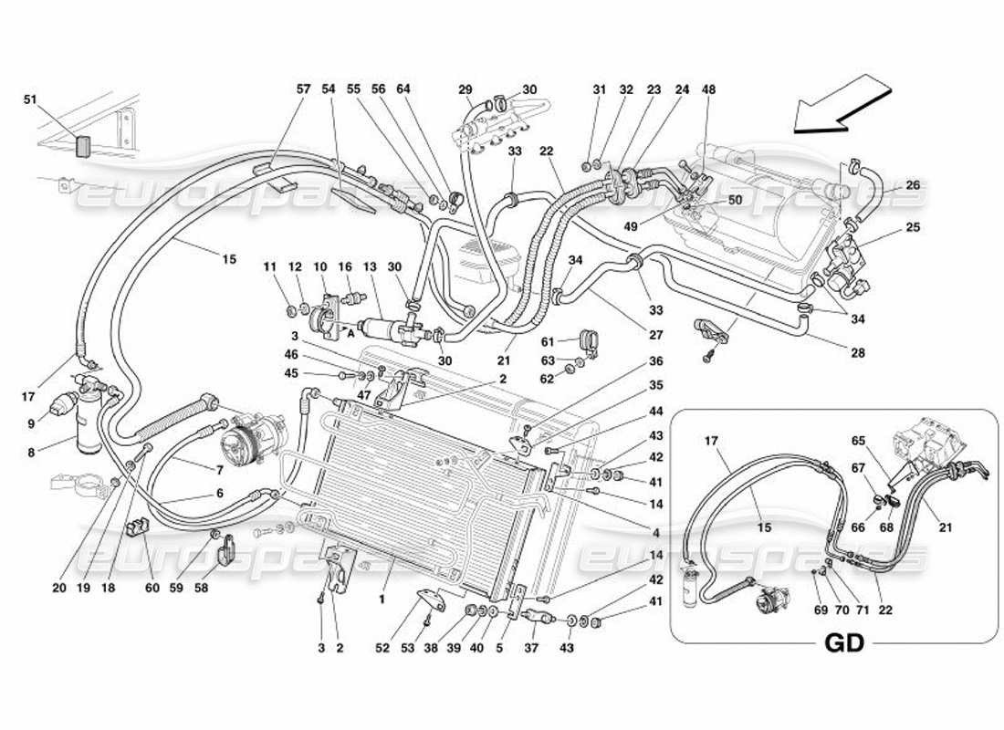 ferrari 575 superamerica sistema di aria condizionata diagramma delle parti