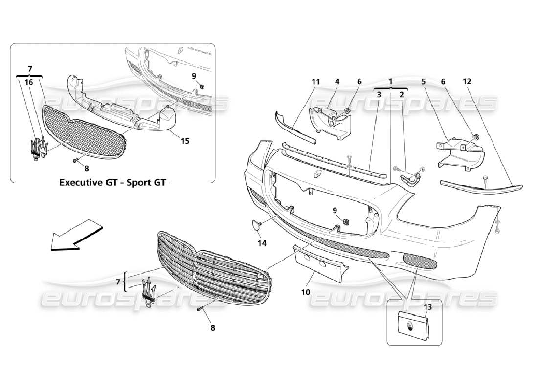 maserati qtp. (2006) 4.2 paraurti anteriore diagramma delle parti