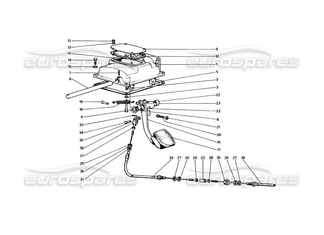 ferrari 365 gt4 berlinetta boxer comando rilascio frizione diagramma delle parti