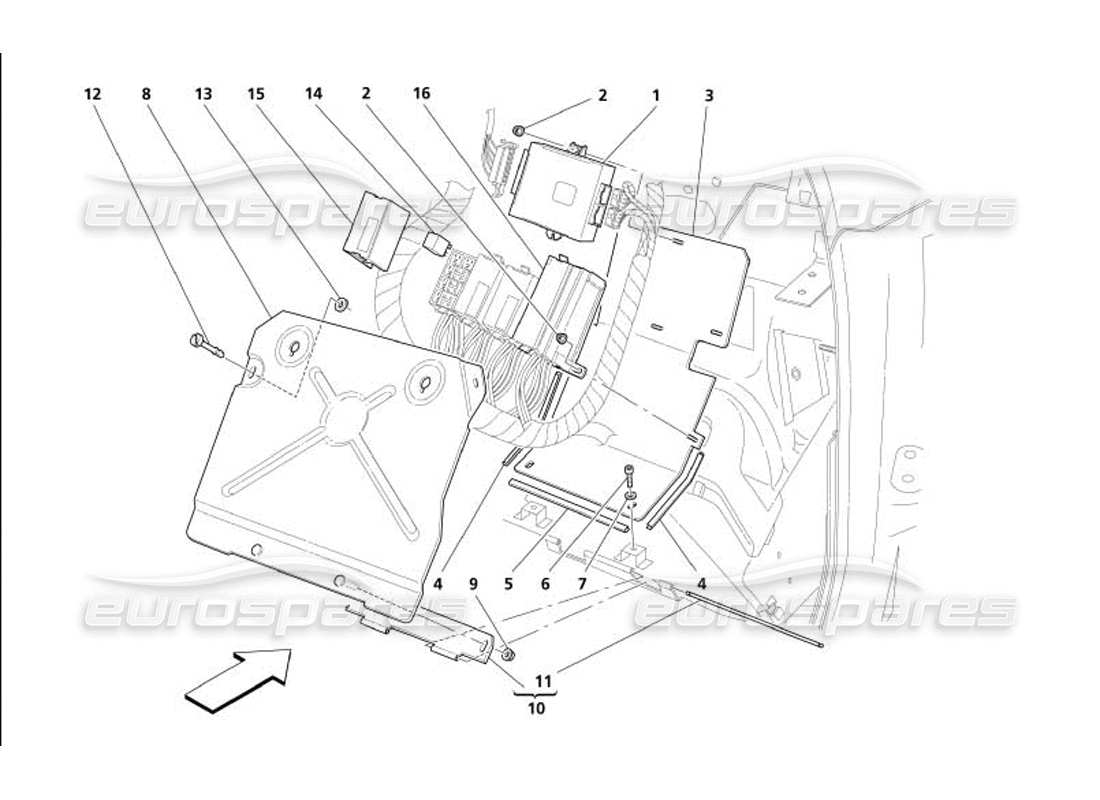 maserati 4200 gransport (2005) schema delle parti delle unità di controllo lato passeggero