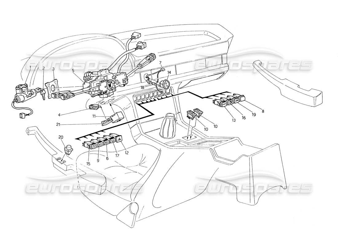 maserati biturbo spider interruttori e sterzo diagramma delle parti