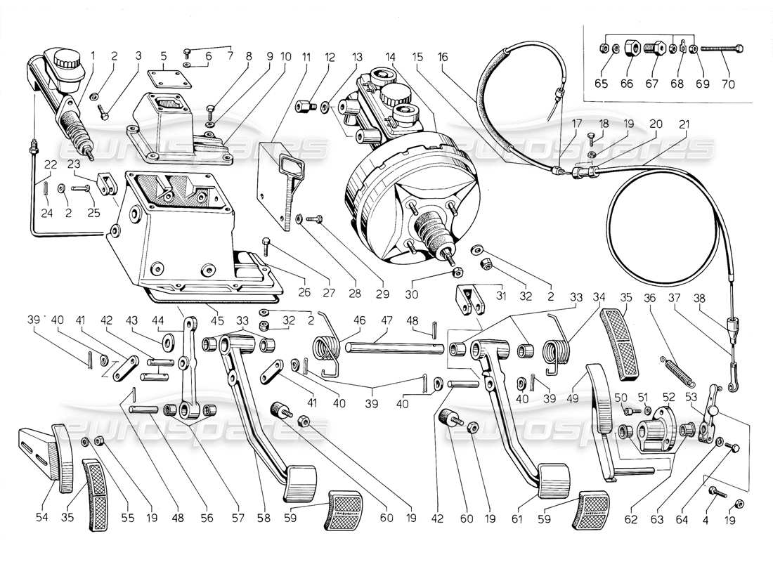 lamborghini jalpa 3.5 (1984) pedali schema delle parti