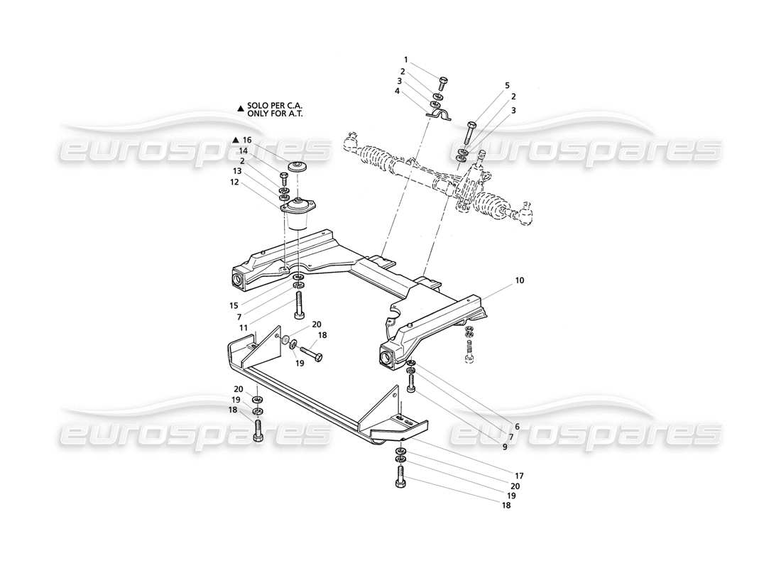 maserati qtp v8 evoluzione schema delle parti del sottotelaio anteriore della scatola dello sterzo