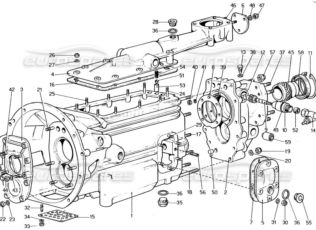 ferrari 365 gt4 2+2 (1973) riduttore diagramma delle parti