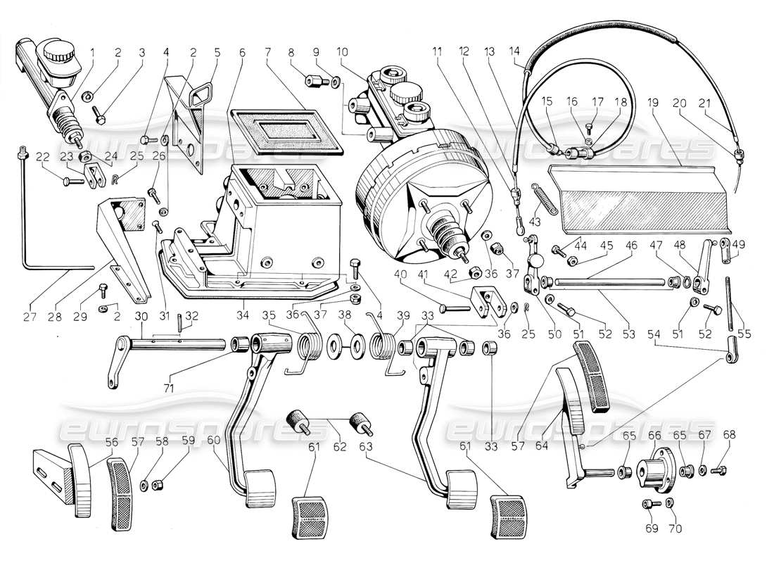 lamborghini jalpa 3.5 (1984) diagramma delle parti dei pedali rhd