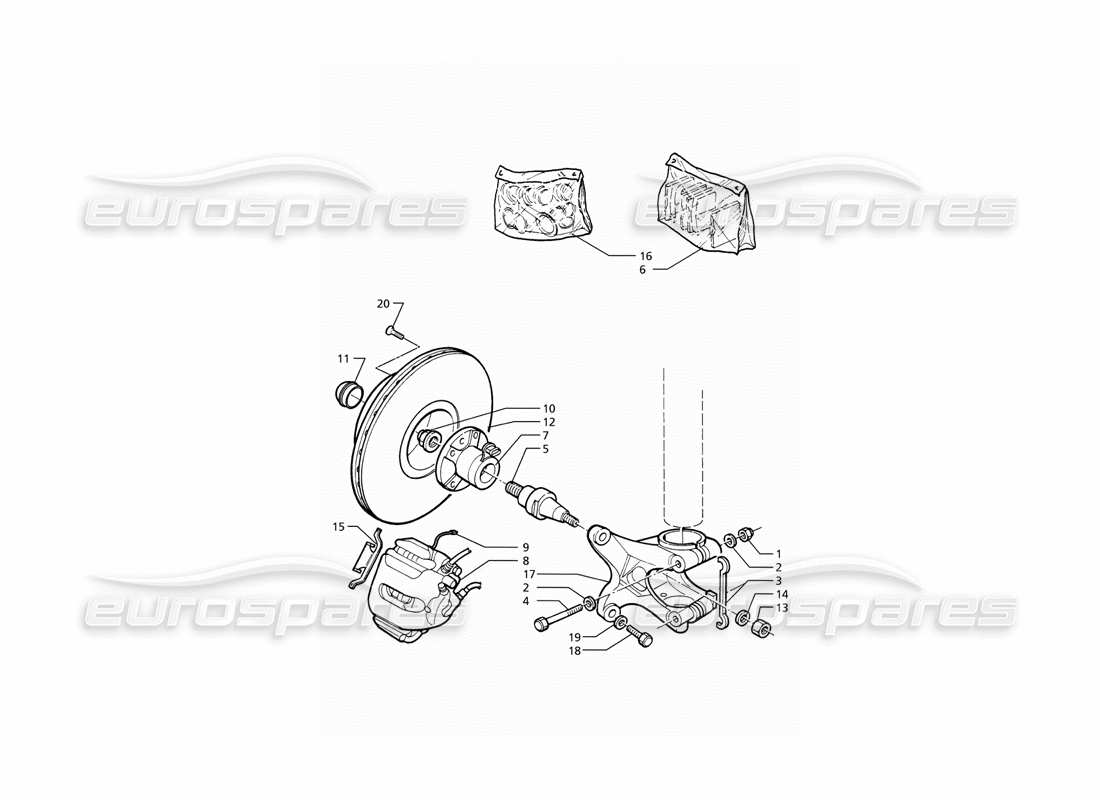 maserati ghibli 2.8 (abs) mozzi e freni anteriori con abs diagramma delle parti