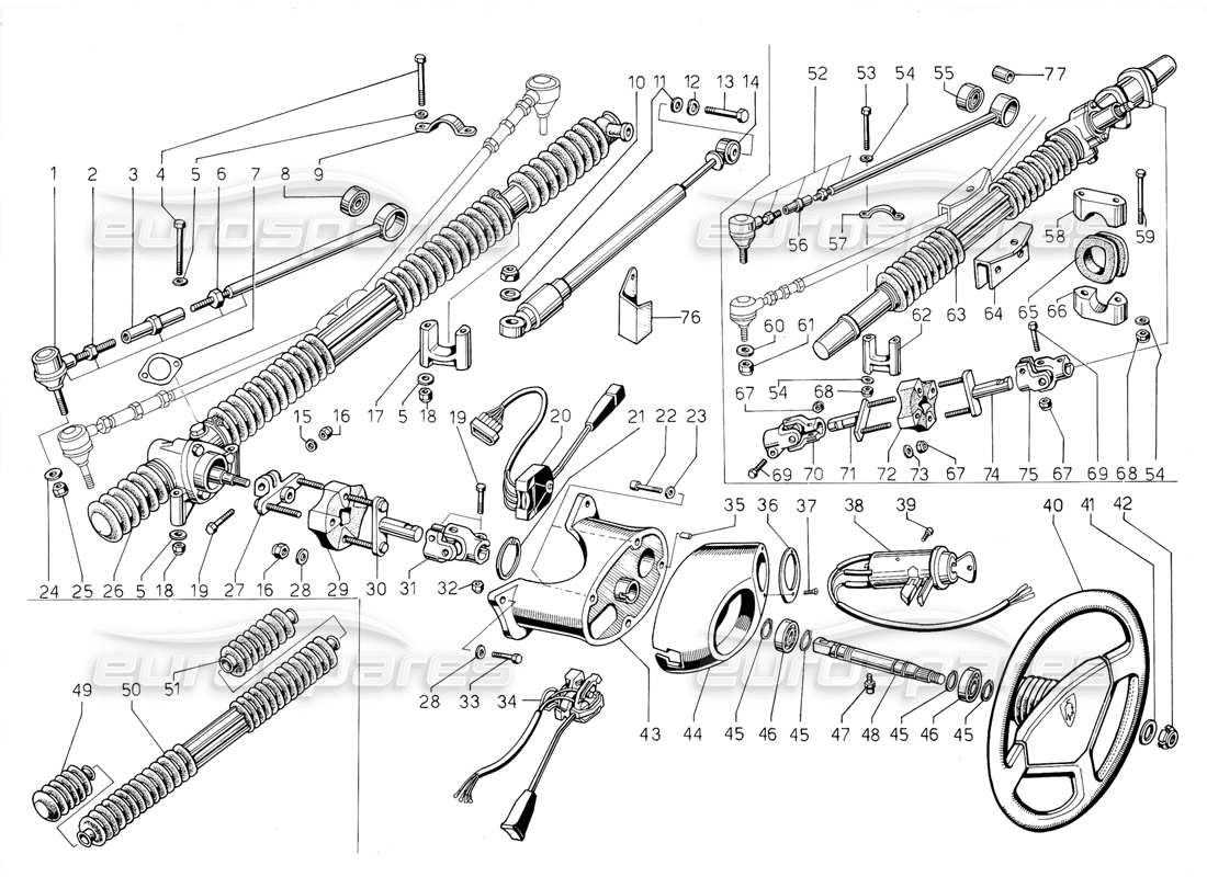 lamborghini jalpa 3.5 (1984) diagramma della parte dello sterzo