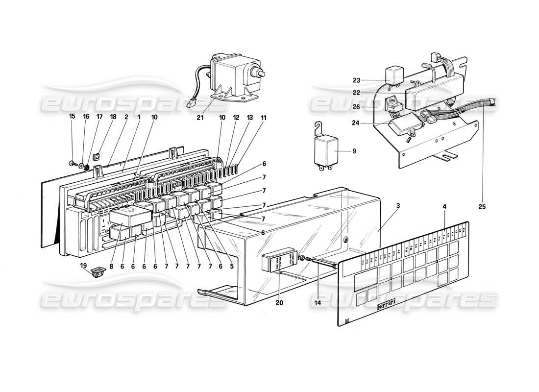 ferrari mondial 3.0 qv (1984) quadro elettrico diagramma delle parti