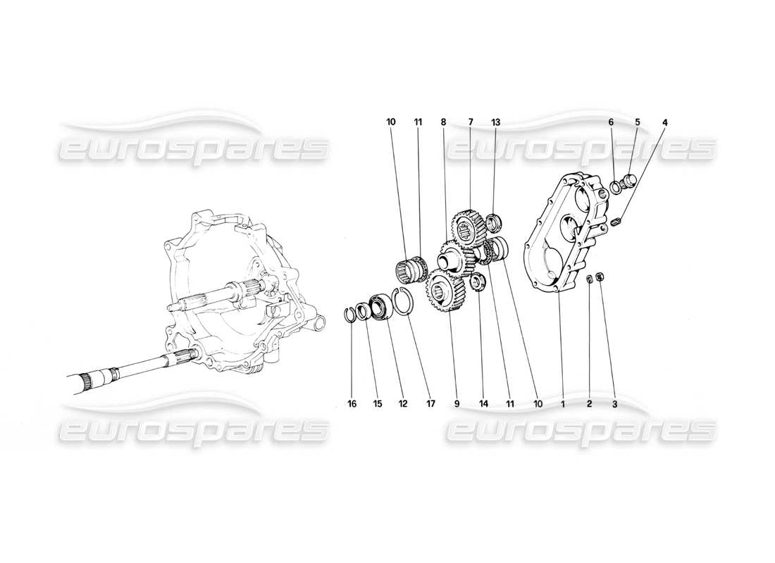 ferrari mondial 3.0 qv (1984) trasmissione del cambio diagramma delle parti