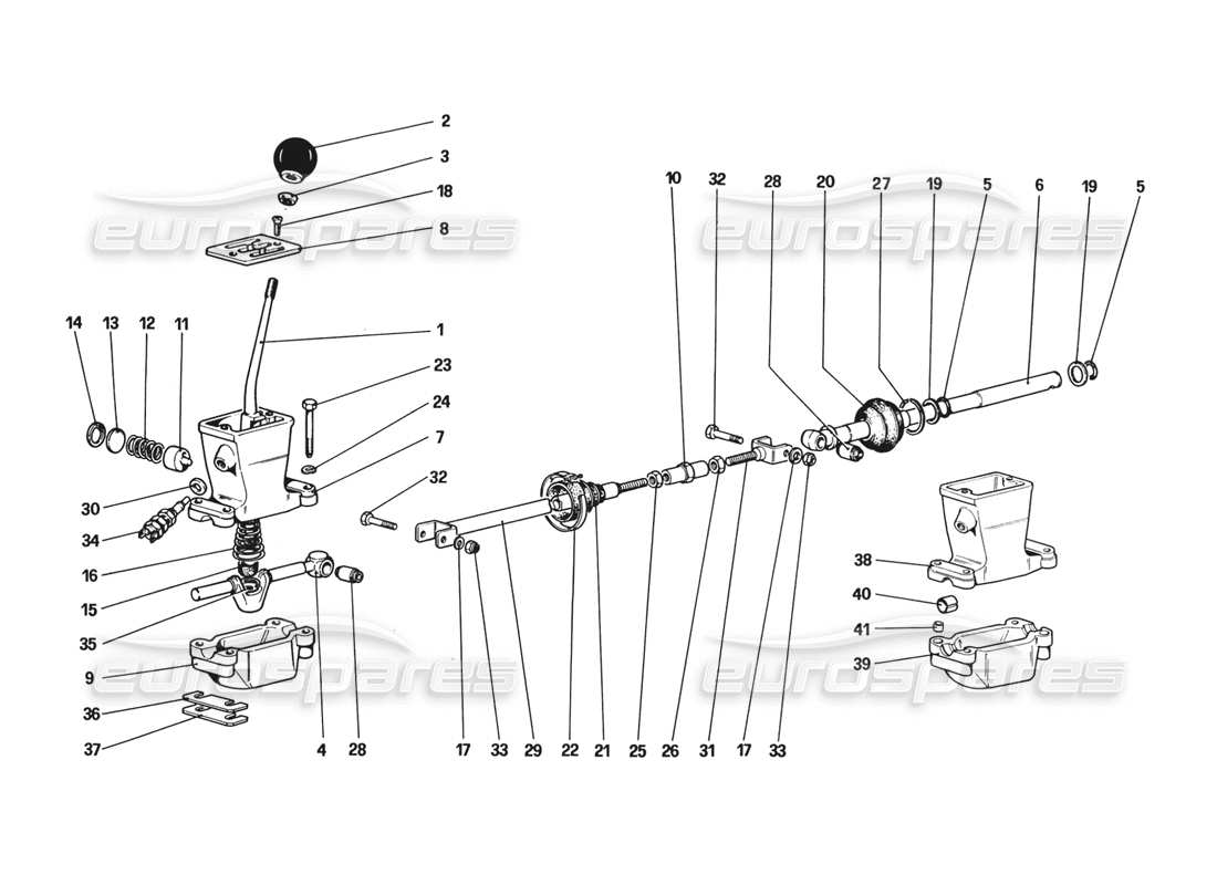 ferrari 328 (1988) comandi esterni del cambio diagramma delle parti